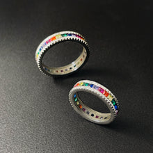 Load image into Gallery viewer, 925 Sterling Siver Rainbow Zircon Ring Pride LGBTQ+