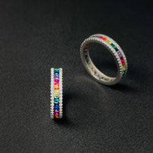 Load image into Gallery viewer, 925 Sterling Siver Rainbow Zircon Ring Pride LGBTQ+