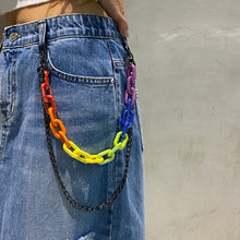 Load image into Gallery viewer, Iridescent Rainbow Chunky Chain Waist Belt Acrylic & Metal 2 Layers