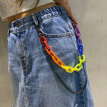 Load image into Gallery viewer, Iridescent Rainbow Chunky Chain Waist Belt Acrylic & Metal 2 Layers
