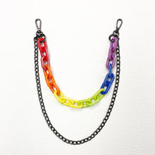 Load image into Gallery viewer, Iridescent Rainbow Chunky Chain Waist Belt Acrylic & Metal 2 Layers