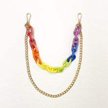 Load image into Gallery viewer, Iridescent Rainbow Chunky Chain Waist Belt Acrylic & Metal 2 Layers