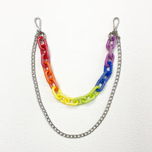 Load image into Gallery viewer, Iridescent Rainbow Chunky Chain Waist Belt Acrylic & Metal 2 Layers