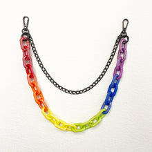Load image into Gallery viewer, Iridescent Rainbow Chunky Chain Waist Belt Acrylic & Metal 2 Layers