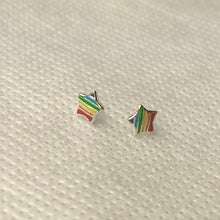 Load image into Gallery viewer, Rainbow 925 Silver Tiny Stud Earrings LGBTQ+ (1 pair)