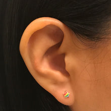 Load image into Gallery viewer, Rainbow 925 Silver Tiny Stud Earrings LGBTQ+ (1 pair)