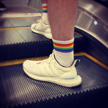 將圖像加載到圖庫查看器中，六色彩虹棉質毛巾長襪 LGBTQ+
