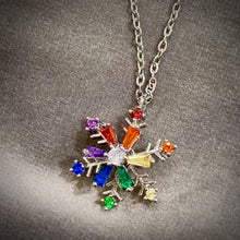Load and play video in Gallery viewer, Rainbow Rotatable Snowflake Zircon Necklace LGBTQ+
