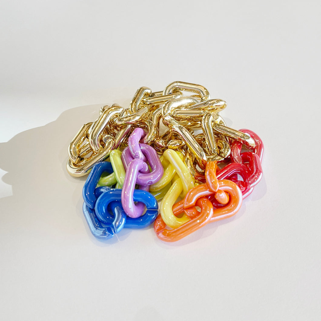 六色彩虹粗鎖鏈 - 幻彩亞加力膠 + 金/銀/黑