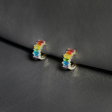 將圖像加載到圖庫查看器中，鋯石彩虹耳環 - 10mm 圈型
