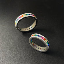 Load image into Gallery viewer, 925 Sterling Siver Rainbow Zircon Ring Pride LGBTQ+

