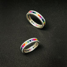 Load image into Gallery viewer, 925 Sterling Siver Rainbow Zircon Ring Pride LGBTQ+
