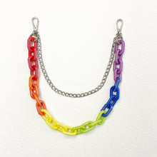 Load image into Gallery viewer, Iridescent Rainbow Chunky Chain Waist Belt Acrylic &amp; Metal 2 Layers
