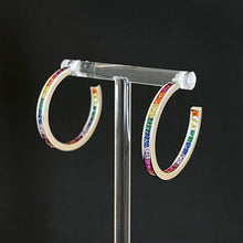 Load image into Gallery viewer, Pride Rainbow Zircon Earring Pride LGBTQ+ - Open Hoop
