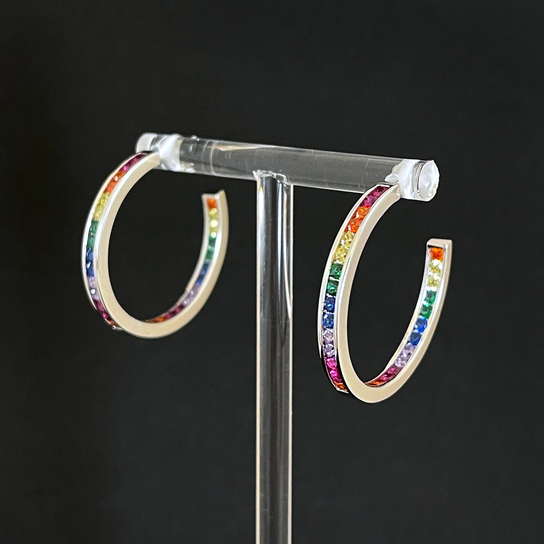 Pride Rainbow Zircon Earring Pride LGBTQ+ - Open Hoop