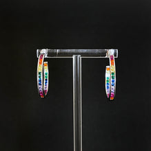 Load image into Gallery viewer, Pride Rainbow Zircon Earring Pride LGBTQ+ - Open Hoop

