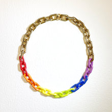 將圖像加載到圖庫查看器中，六色彩虹粗鎖鏈 - 幻彩亞加力膠 + 金/銀/黑
