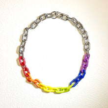 Load image into Gallery viewer, Iridescent Acrylic Rainbow Chunky Chain Necklace LGBTQ+
