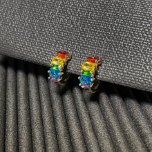 Load image into Gallery viewer, Pride Rainbow Zircon Earring LGBTQ+ - 10mm Huggie Hoop
