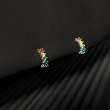 Load image into Gallery viewer, Pride Rainbow Zircon 925 Sterling Silver Earring LGBTQ+ - 7mm Huggie Hoop
