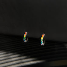Load image into Gallery viewer, Pride Rainbow Zircon Earring LGBTQ+ - 14mm Huggie Hoop
