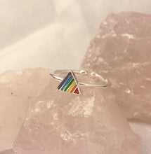 Load image into Gallery viewer, Rainbow 925 Silver Adjustable Ring Rainbow LGBTQ+
