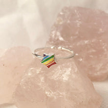 Load image into Gallery viewer, Rainbow 925 Silver Adjustable Ring Rainbow LGBTQ+
