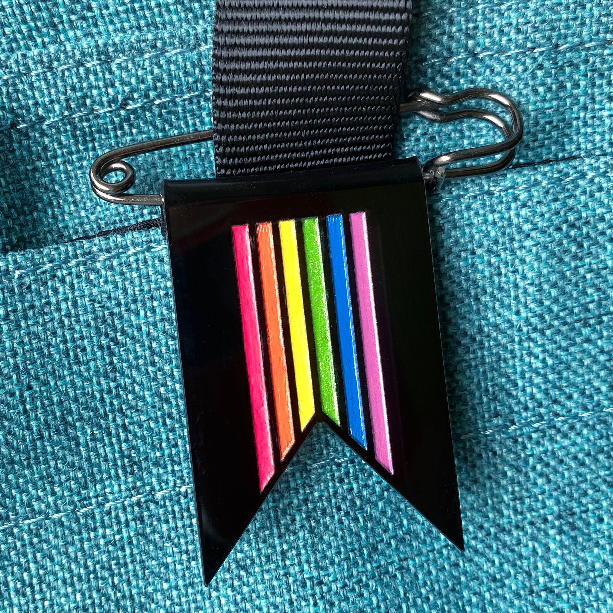 Handmade Rainbow Flag Pin Badge Brooch LGBTQ+ – Azure and Rainbow