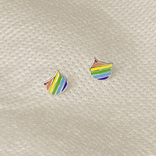 將圖像加載到圖庫查看器中，925純銀 六色彩虹耳環 LGBTQ+
