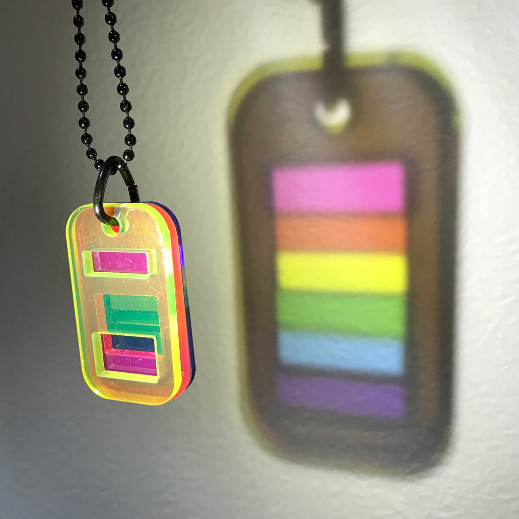 Gay Pride Rainbow Acrylic Dog Tag LGBTQ+ - Primary Colour