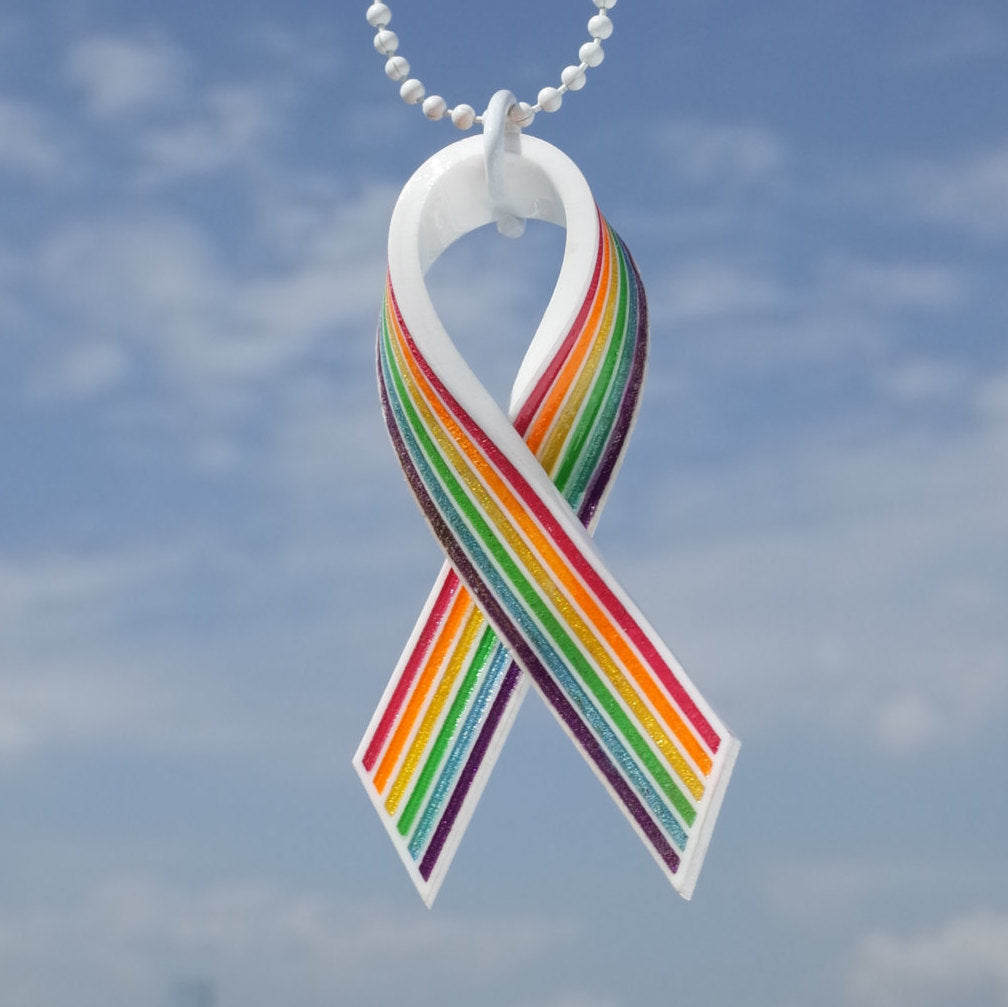 Gay Pride Rainbow Acrylic Ribbon Pendant LGBTQ+