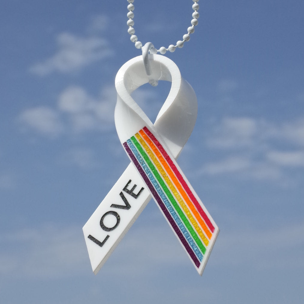 Gay Pride Rainbow & LOVE Acrylic Ribbon LGBTQ+