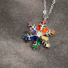 Load image into Gallery viewer, Rainbow Rotatable Snowflake Zircon Necklace LGBTQ+
