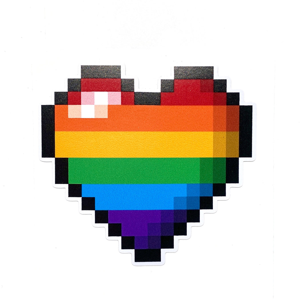 Pixel Heart Rainbow Pride Sticker LGBTQ+